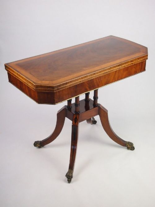 Antique Georgian Mahogany & Satinwood Card Table - Regency Card Table