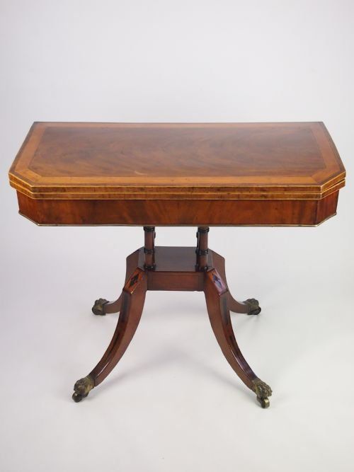 fig 1. Antique Georgian Mahogany & Satinwood Card Table - Regency Card Table