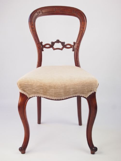 fig 1. Set 4 Antique Victorian Mahogany Balloon Back Chairs