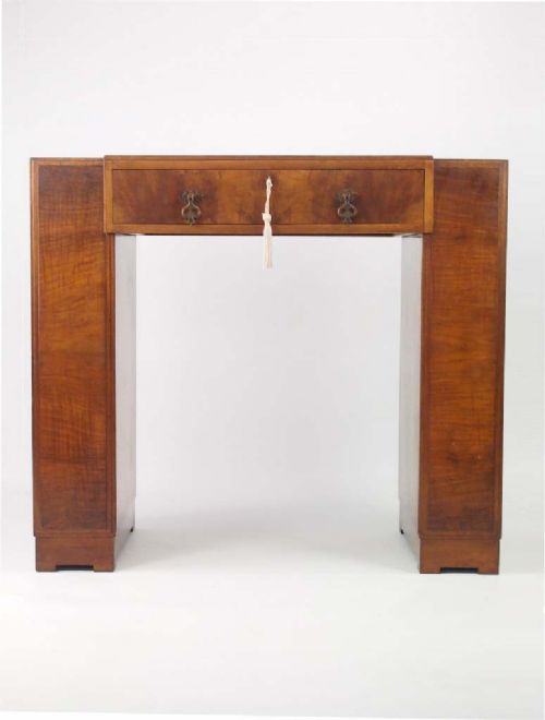 fig 1. Small Art Deco Walnut Desk With Bookcase Sides