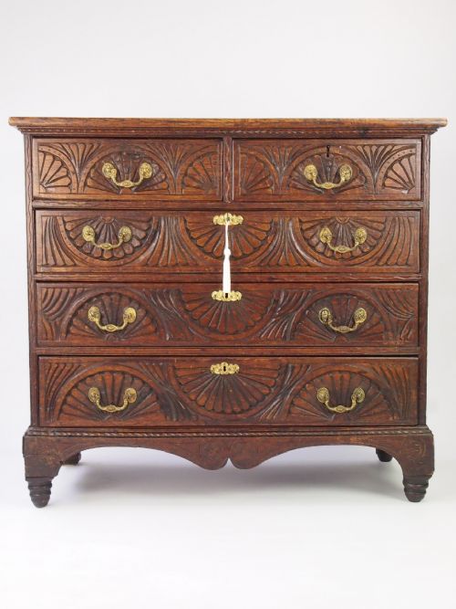 Georgian & Later Carved Oak Chest of Drawers