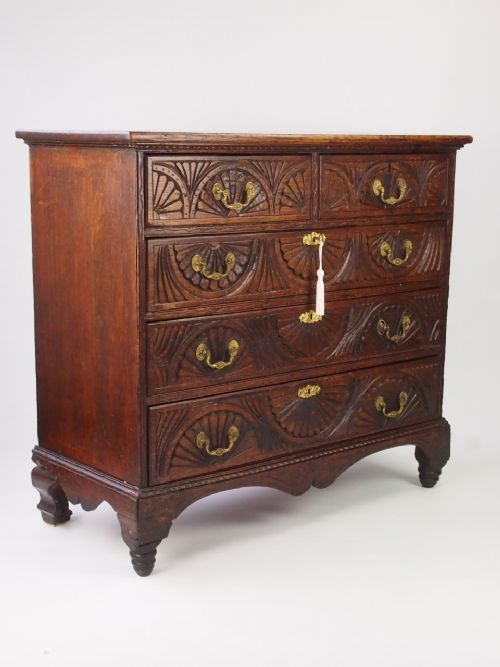 fig 1. Georgian & Later Carved Oak Chest of Drawers