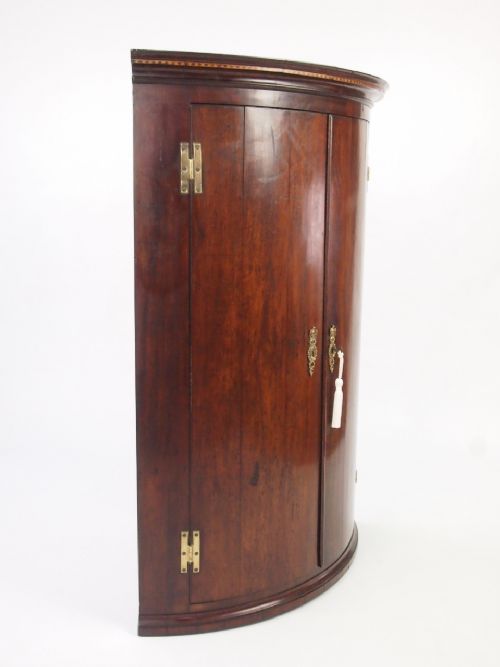 fig 1. Georgian Mahogany Bow Front Corner Cupboard / Hanging Cabinet