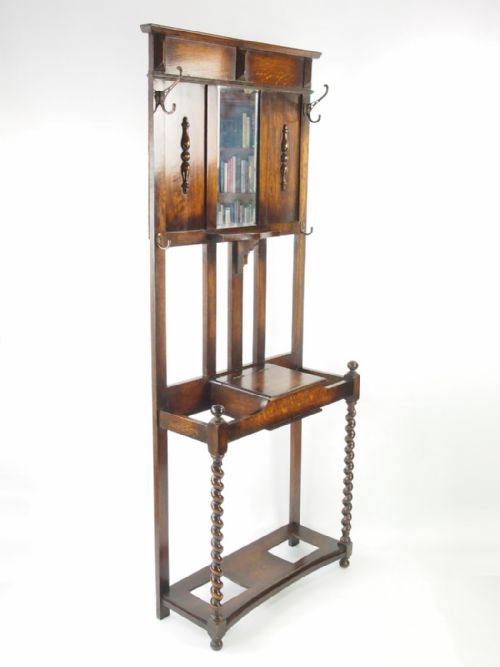 fig 1. Slim 1920s Oak Hall Stand