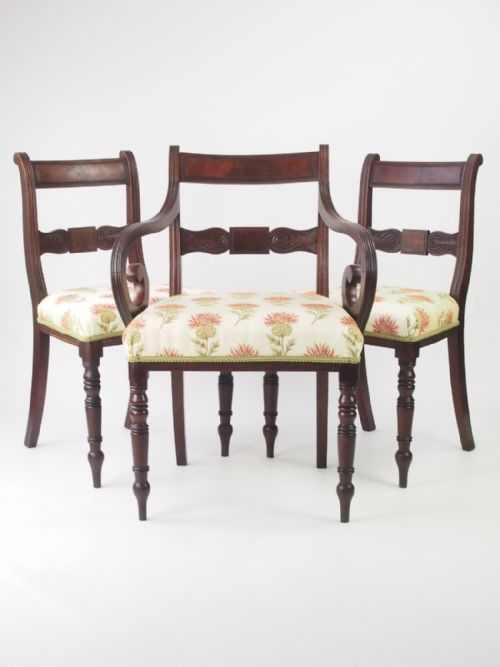 Set 3 Antique Mahogany Regency Dining Chairs