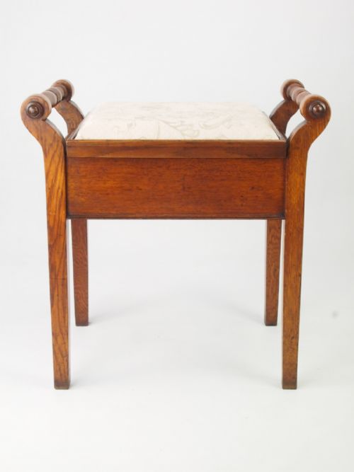 fig 1. Antique Edwardian Oak Piano Stool