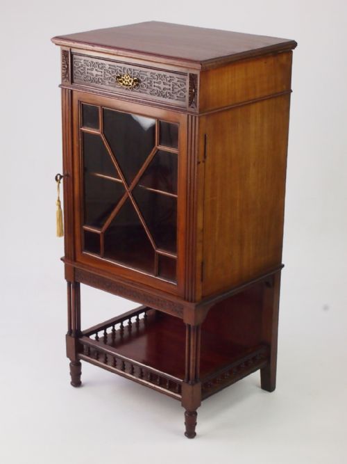 Antique Edwardian Mahogany Music Cabinet / Bookcase