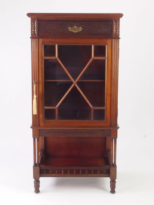 fig 1. Antique Edwardian Mahogany Music Cabinet / Bookcase
