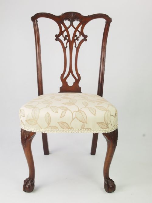 fig 1. Antique Edwardian Chippendale Revival Chair with Label