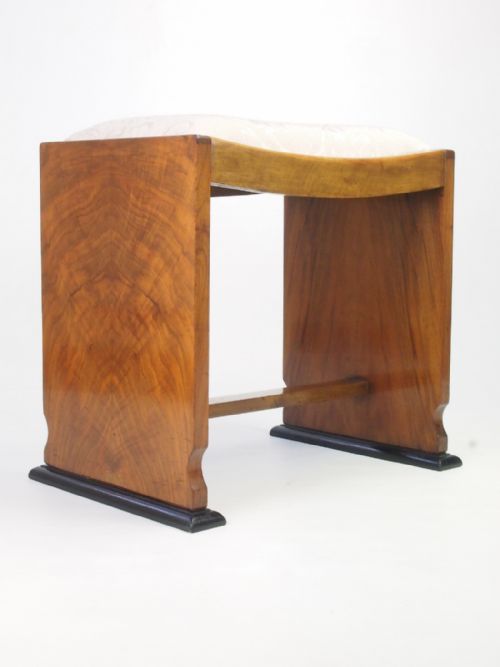 Art Deco Walnut Dressing Table Stool / Piano Stool