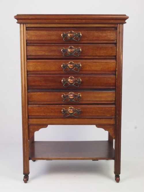 Small Antique Edwardian Mahogany Music Cabinet / Chest Drawers
