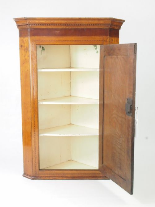 fig 1. Antique Georgian Oak Corner Cupboard Cabinet