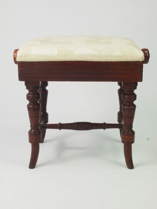 fig 1. Victorian Rise and Fall Piano Stool with Makers Stamp