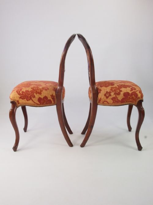 fig 1. Set 4 Antique Victorian Mahogany Balloon Back Chairs