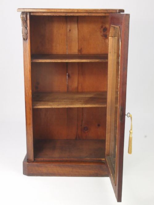 fig 1. Antique Victorian Walnut Pier Cabinet / Bookcase