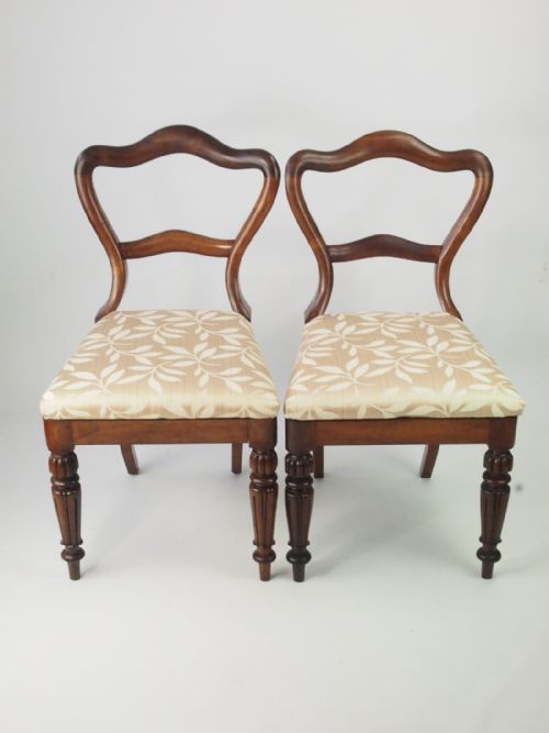 Pair Victorian Rosewood Ballon Back Side Chairs with Makers Stamp