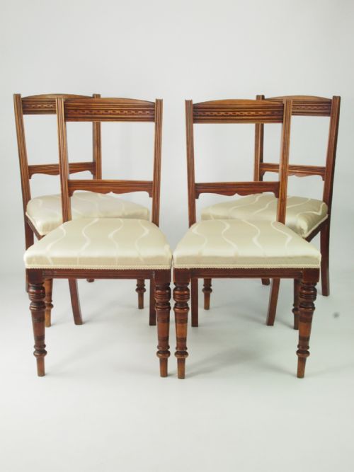 Set 4 Antique Edwardian Walnut Dining Chairs