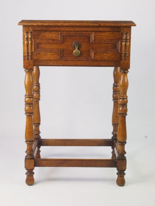 Vintage Oak Geometric Fronted Side Table
