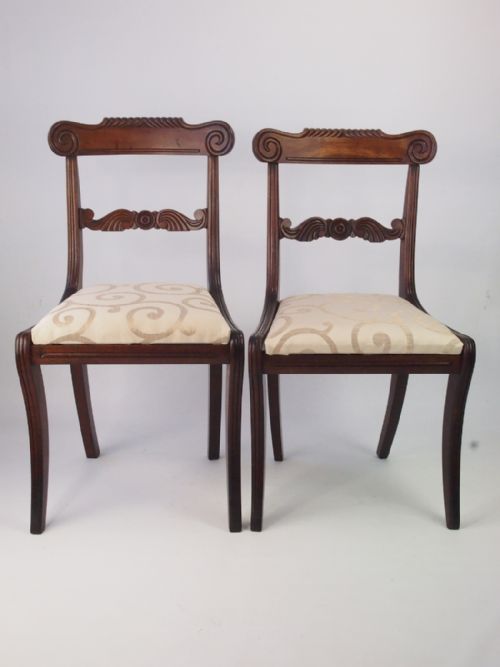 Pair Antique Regency Mahogany Side Chairs