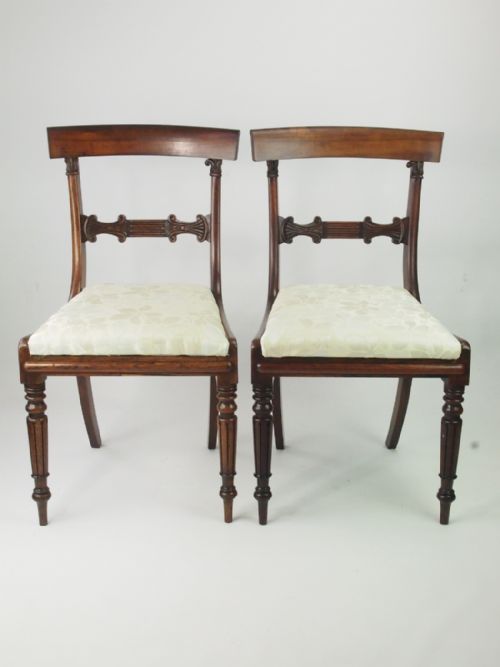 Pair Antique Rosewood Side Chairs / Hall Chairs