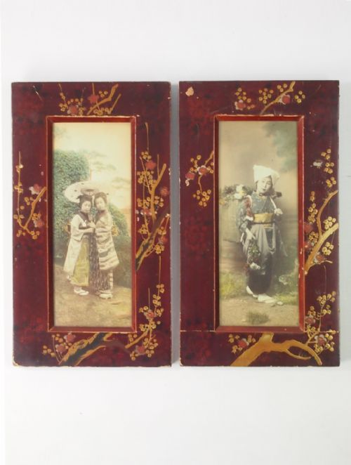 Pair Antique Japanese Meiji Photo Frames