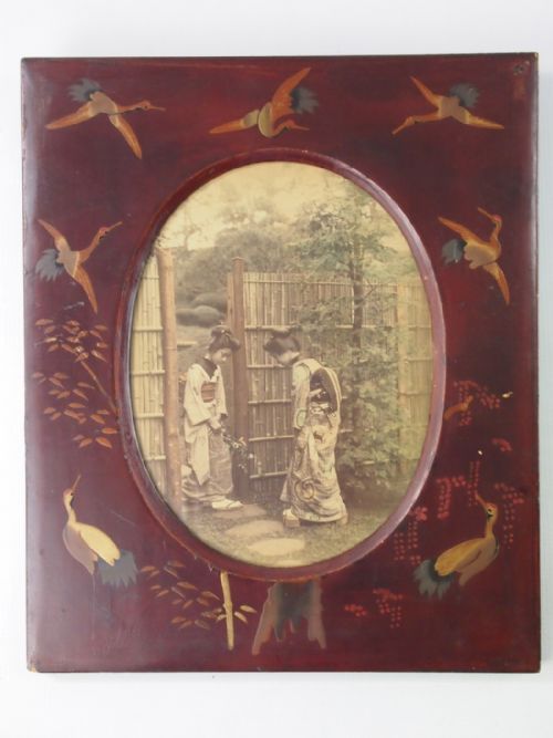 fig 1. Pair Antique Japanese Meiji Oval Photo Frames