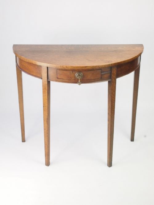 Antique Edwardian Demi-lune Oak Hall Table