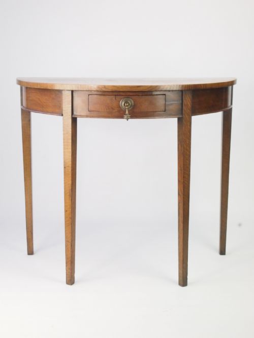 fig 1. Antique Edwardian Demi-Lune Oak Hall Table