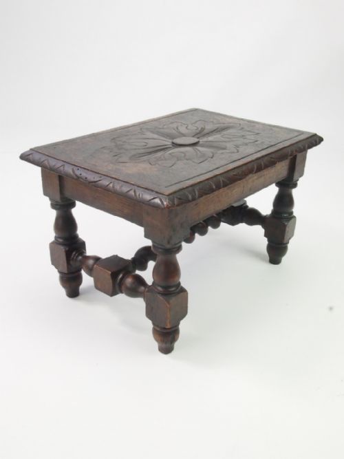 Small Antique Victorian Gothic Revival Footstool