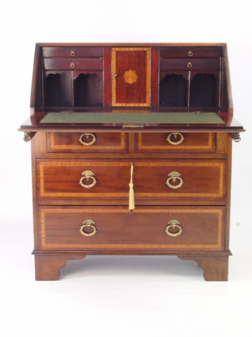 fig 1. Small Antique Edwardian Satinwood Banded Bureau