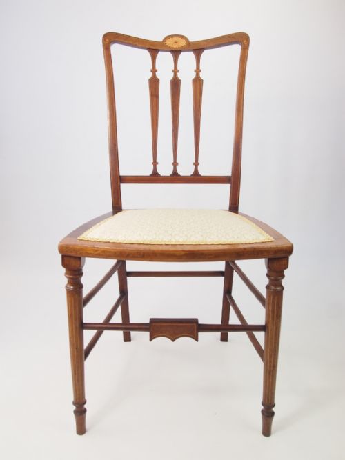 Small Edwardian Mahogany and Satin Wood Inlaid Chair