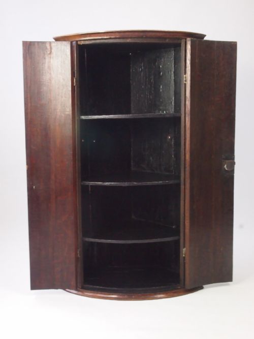 fig 1. Slim Georgian Bow Fronted Oak Corner Cupboard