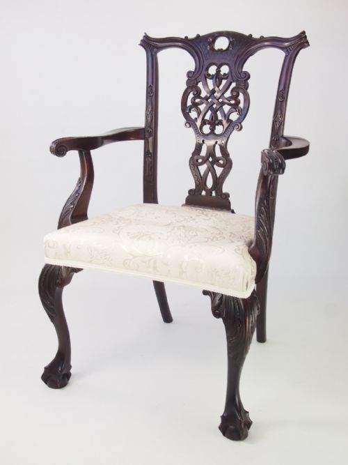 fig 1. Antique Victorian Chippendale Revival Desk Chair