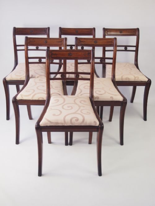 Set 6 Antique Regency Mahogany Dining Chairs