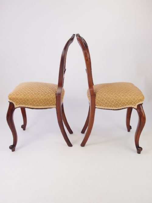 fig 1. Pair Antique Victorian Walnut Balloon Back Chairs