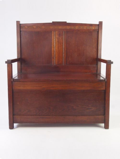 fig 1. Small Art Deco Oak Box Settle