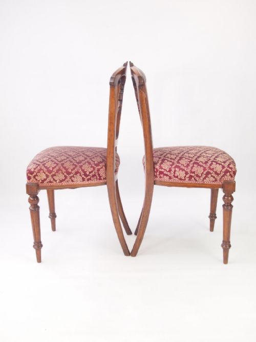 fig 1. Set Four Late Victorian Walnut Balloon Back Chairs
