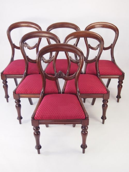 Set Six Victorian Balloon Back Dining Chairs