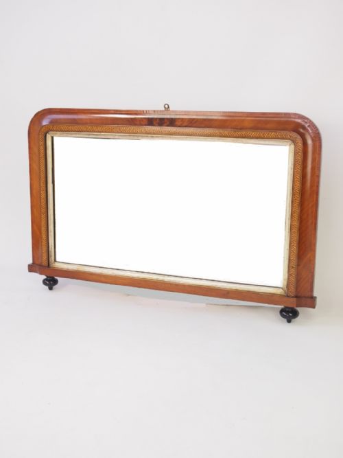 Victorian Walnut & Marquetry Overmantel Mirror