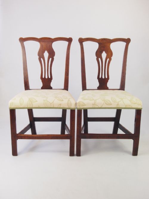 Pair Georgian “Country Chippendale” Side Chairs