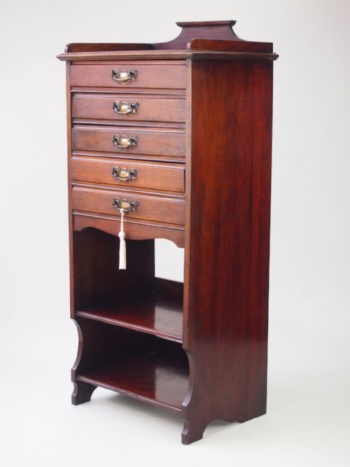 Tall Edwardian Mahogany Music Cabinet