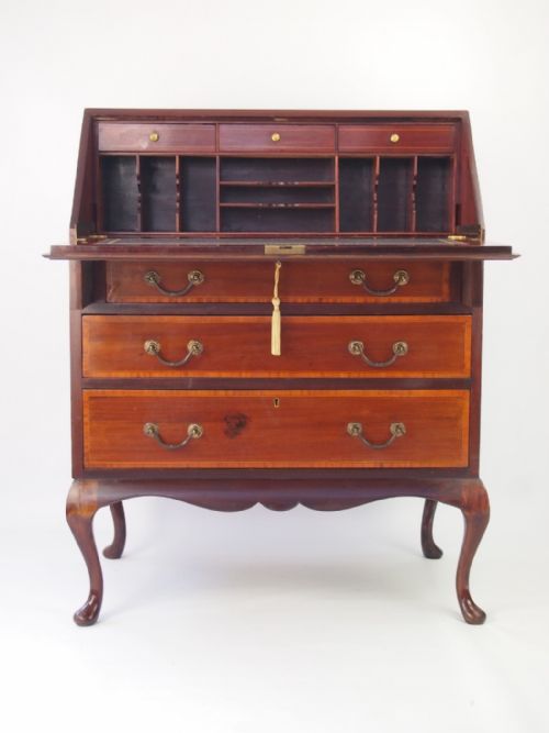 fig 1. Edwardian Mahogany & Satinwood Banded Bureau