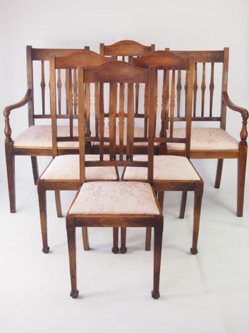 Harlequin Set 6 Oak Dining Chairs