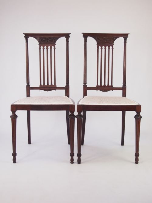 Pair Edwardian Mahogany Side Chairs
