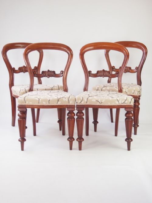 Set 4 Victorian Mahogany Balloon Back Chairs