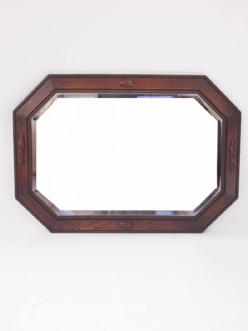 fig 1. Large Octagonal Oak Framed Mirror - Overmantle
