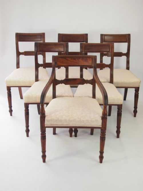 Set 6 Antique Regency Mahogany Dining Chairs