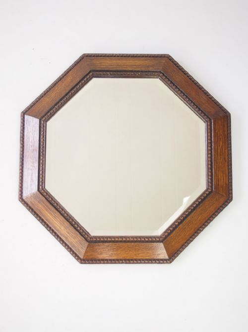Hexagonal Oak Wall Mirror
