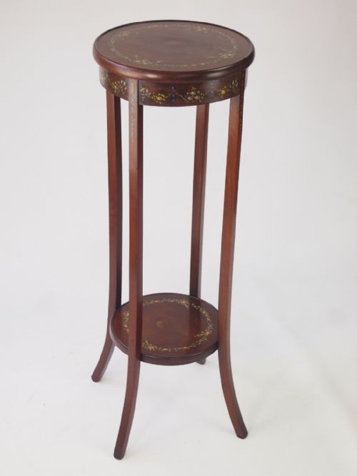 Edwardian Floral Painted Plant Stand or Jardiniere
