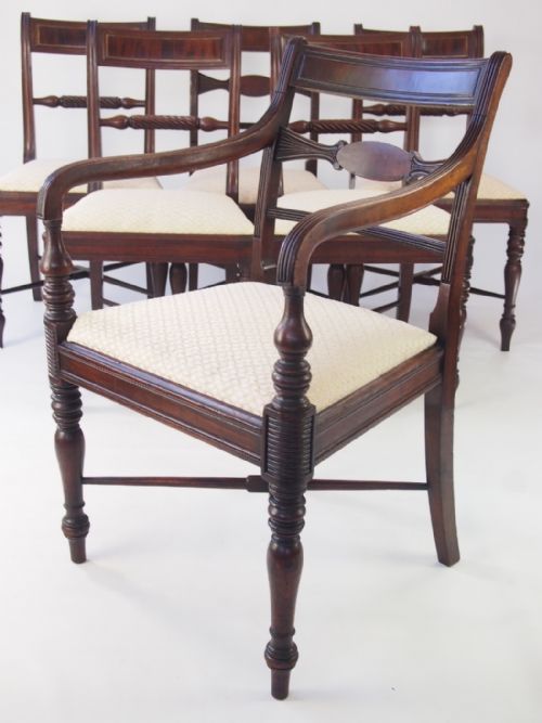 fig 1. Harlequin Set of 6 Antique Regency Dining Chairs